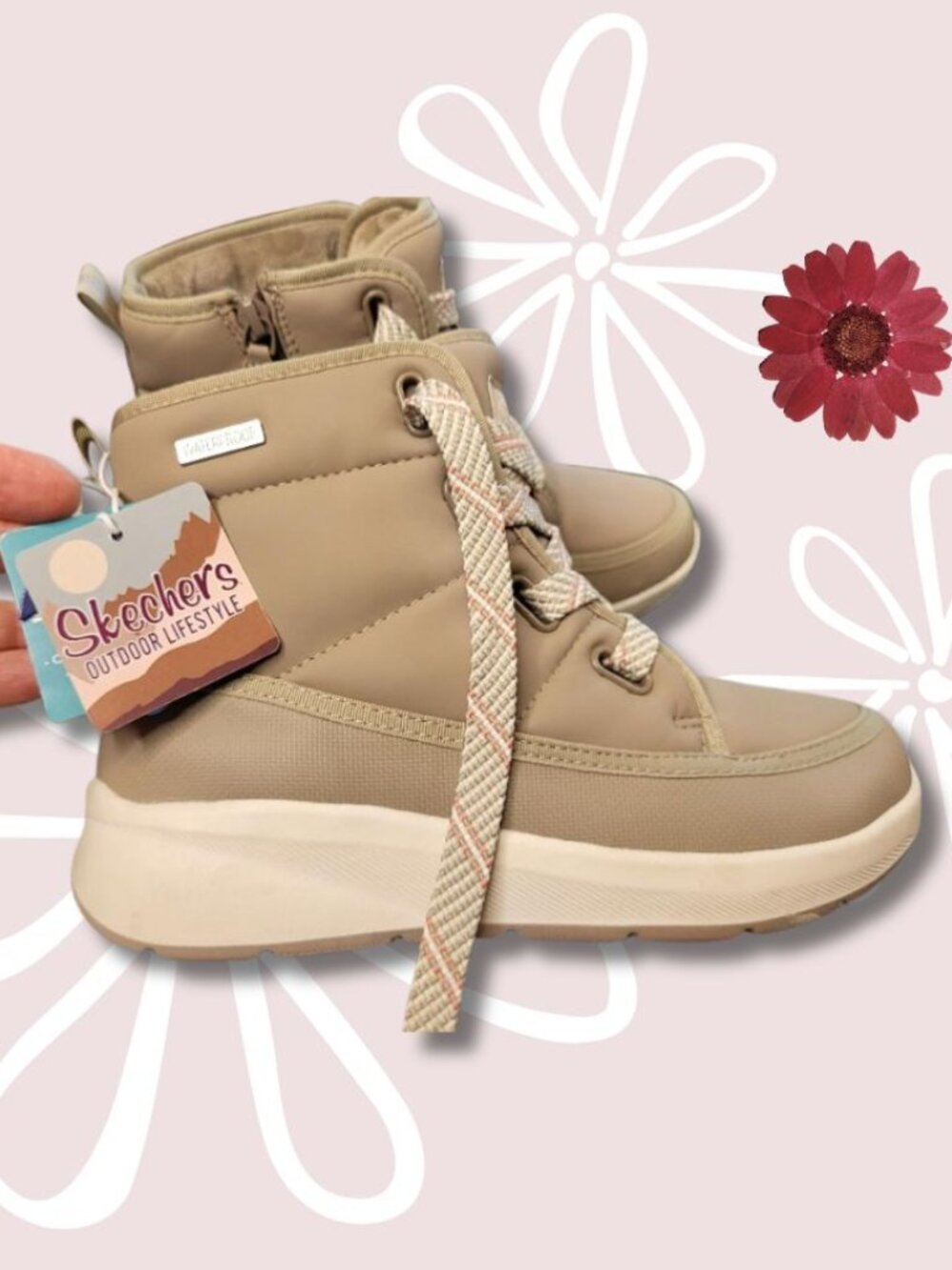 SKECHERS NWT Waterproof Tahoe Boots Size 6.5 Taupe - Picture 10 of 14